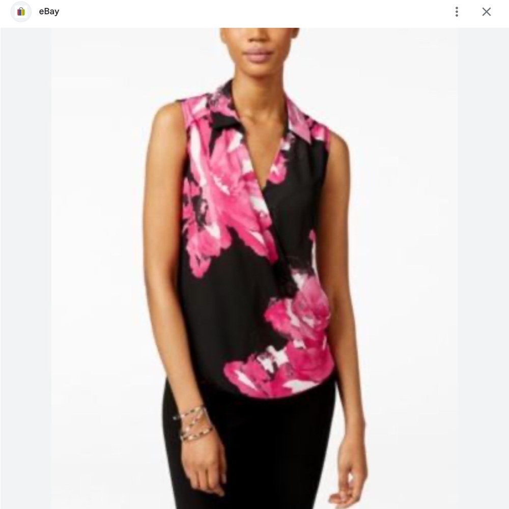 INC Women’s Sleeveless Black Pink Floral Peony Print Blouse M NWT - Picture 13 of 13